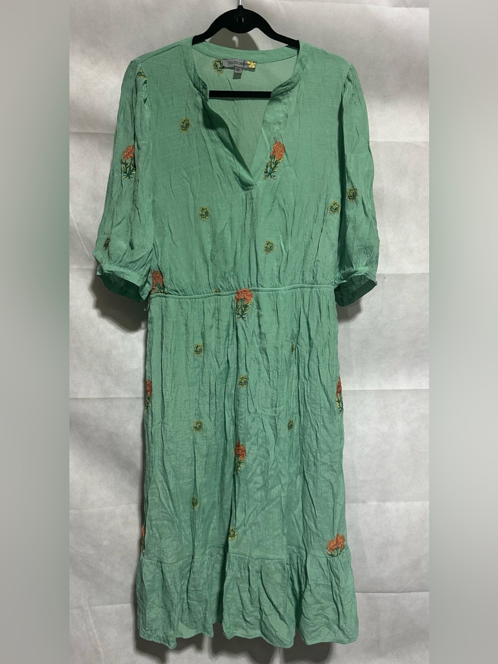 Figueroa & Flower Anthropologie Women’s XL Floral Embroidered Tiered Midi Dress